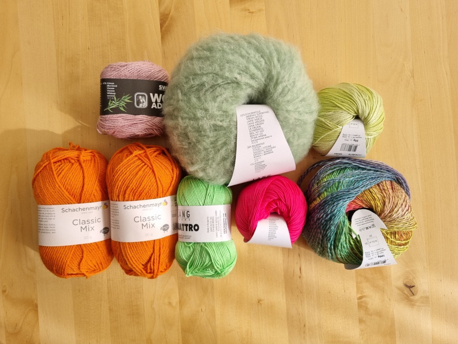 Pakket 8 stuks wol garen Lang Yarns Langyarns Schachenmayr, Ophalen of Verzenden, Nieuw, Breien of Haken, Wol of Garen