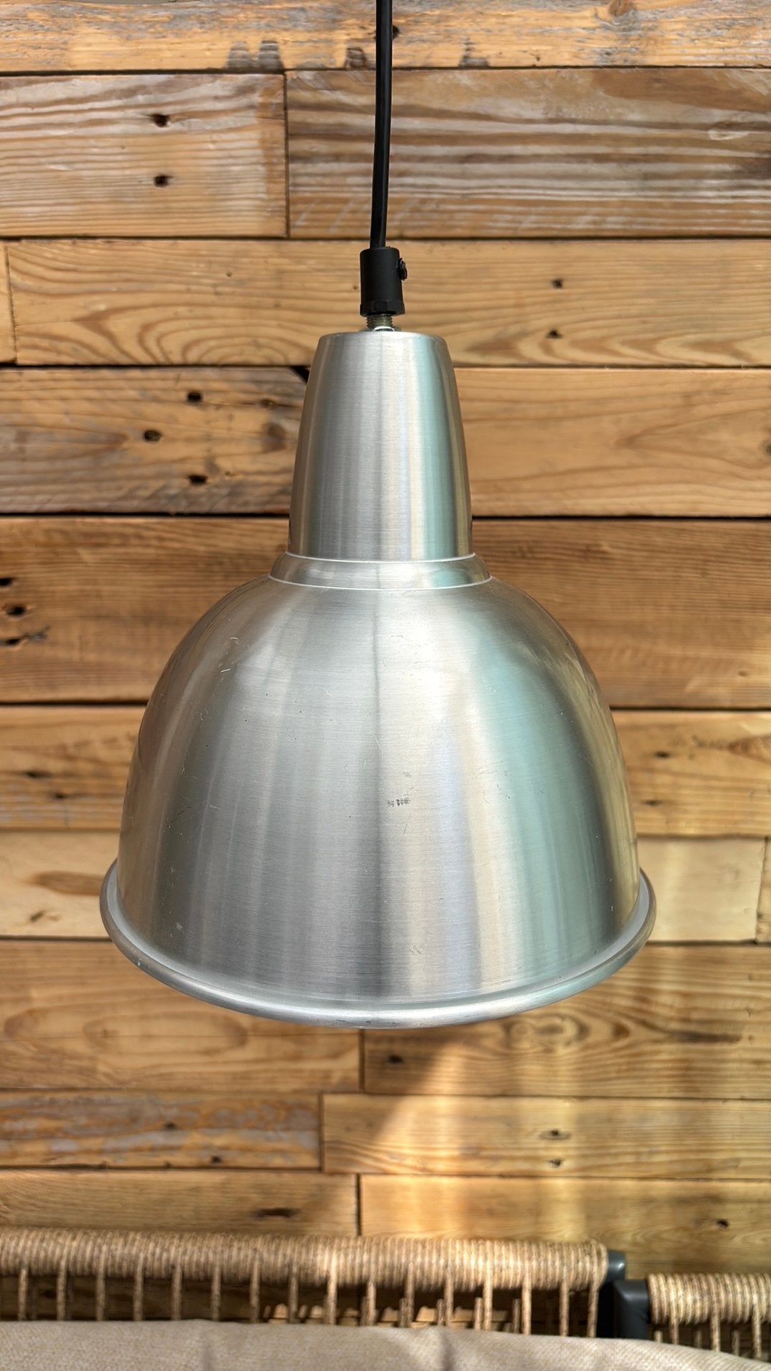 IKEA T 9208-1 Hanglamp - Geborsteld Aluminium vitage, Ophalen of Verzenden, Gebruikt, Metaal, E27 (groot)