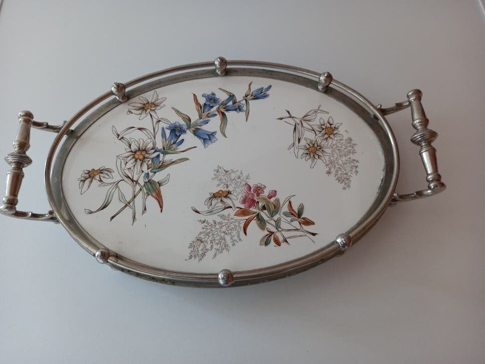 Dienblad met bloemen Wächtersbach ca. 1900, Ophalen of Verzenden
