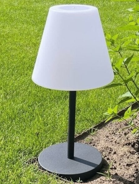 moderne solar tuin tafellamp 30x50cm, wit met zwarte voet, Zonne-energie, Kunststof, Minder dan 50 watt, Ophalen of Verzenden