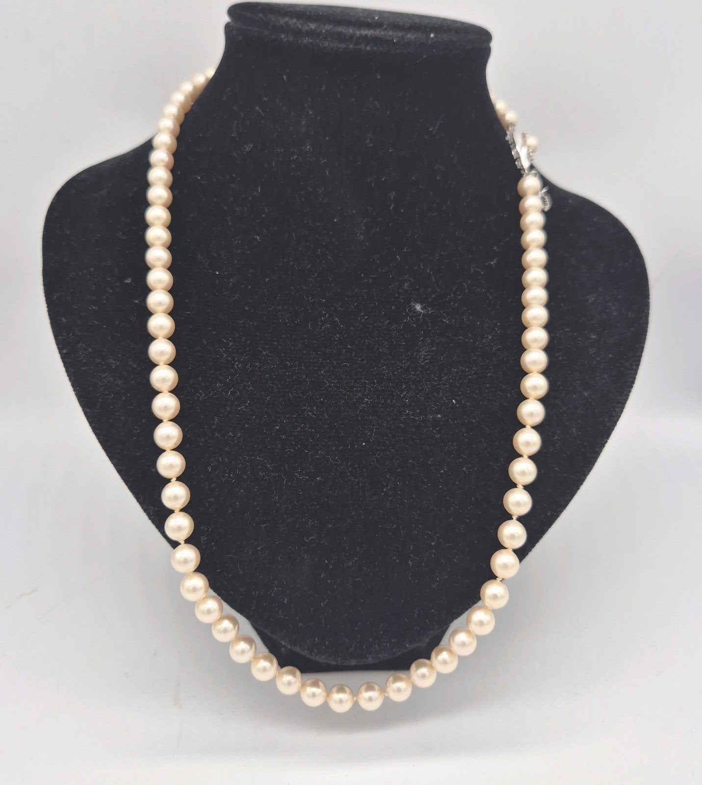 Prachtige imitatie parelketting met zilveren sluiting 925, Verzenden, Gebruikt, Wit, Zilver