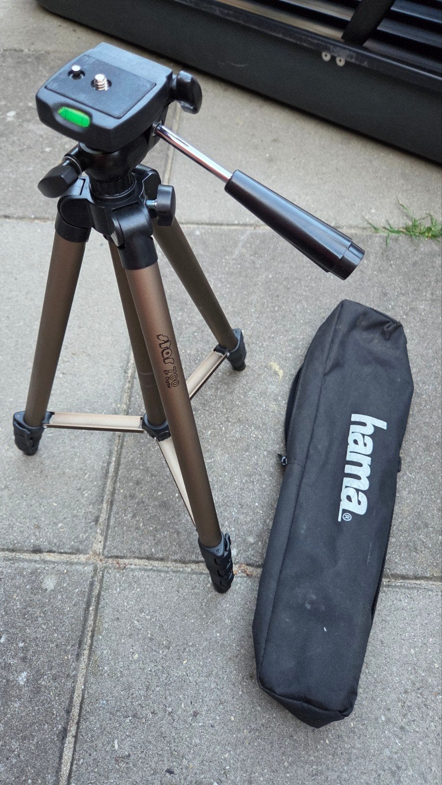 Hama Star 700 driepoot statief met draagtas, Ophalen, Gebruikt, 125 cm of minder, Snelkoppelingsplaat