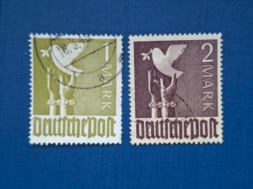 Postzegel Duitse Rijk 1947 2 zegels Geallieerden Uitgave, Ophalen of Verzenden, Overige periodes, Gestempeld