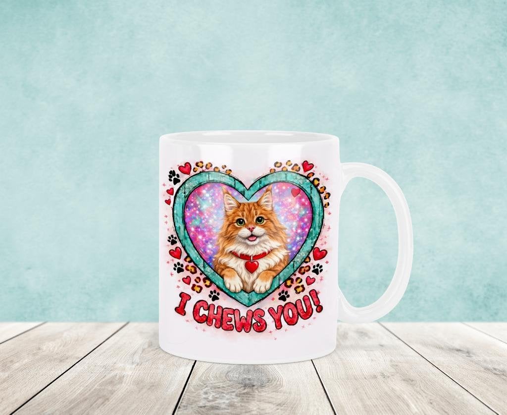I Chews You Maine Coon Mok - Valentijnsdag, Verzenden, Keramiek, Nieuw, Overige stijlen
