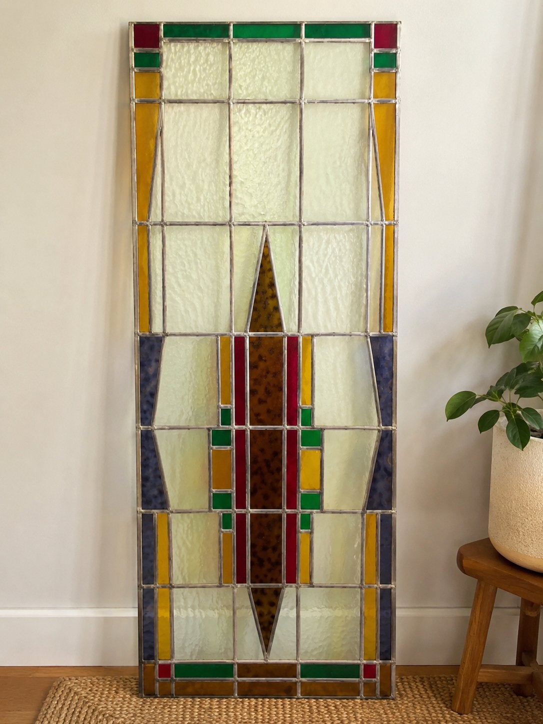 5 stuks Glas in lood ramen, diverse kleuren, gebruikt, Doe-het-zelf en Verbouw, Glas en Ramen, Ophalen, Gevelraam of Ruit, Gebruikt