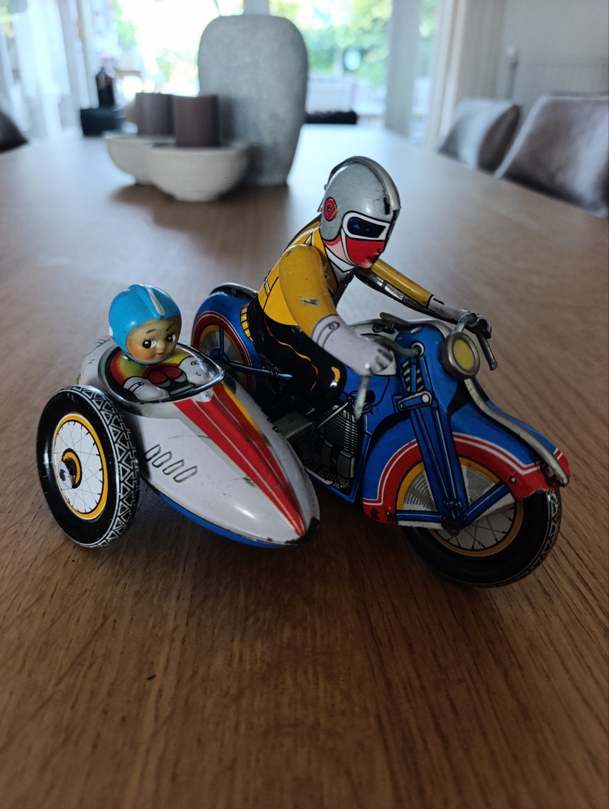 blikken motorrijder met zijspan, Ophalen of Verzenden