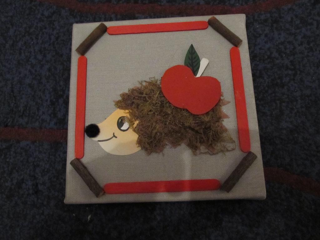 Egel schilderijtje, Huis en Inrichting, Woonaccessoires | Schilderijen, Tekeningen en Foto's, Minder dan 50 cm, Gebruikt, Ophalen of Verzenden