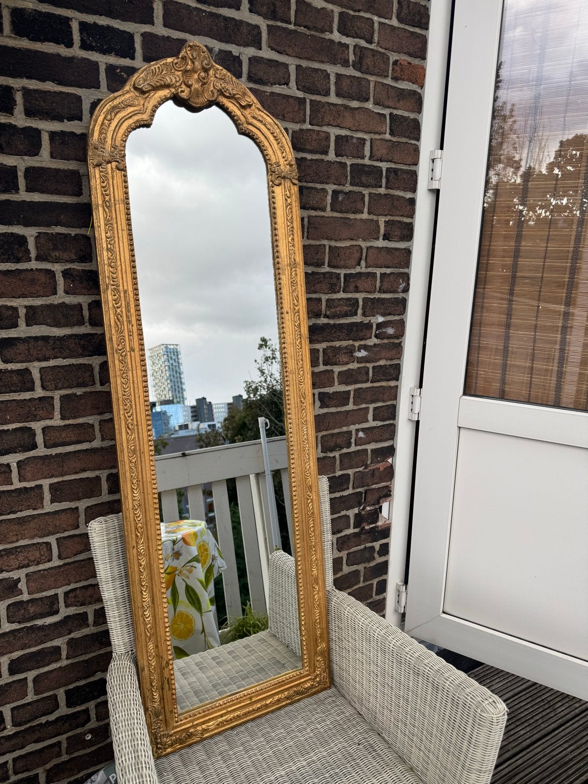 Grote gouden spiegel met sierlijke lijst (barok), Ophalen, Minder dan 50 cm, 100 tot 150 cm, Zo goed als nieuw