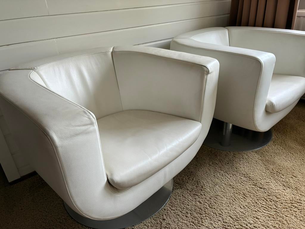 B&B Italia Maxalto Tulip Fauteuils - Jeffrey Bernett Design, Huis en Inrichting, Stoelen, Ophalen, Gebruikt, Twee, Wit