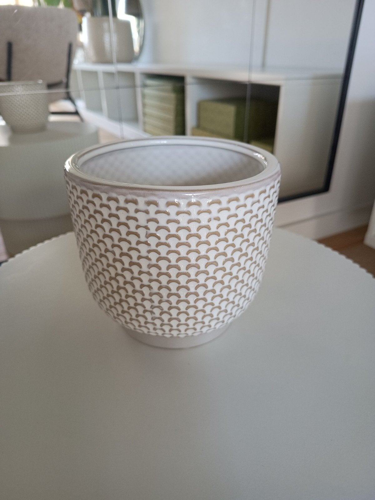Mooie bloempot voor binnen, Intratuin, ca. 13x14 cm, Tuin en Terras, Rond, Binnen, Ophalen of Verzenden, Zo goed als nieuw