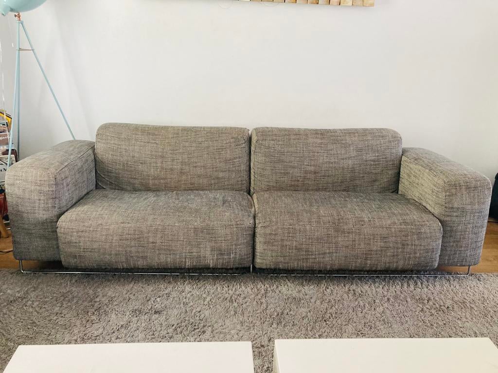 Harvink 4-zits bank grijs (opknapper), Huis en Inrichting, Banken | Bankstellen, Ophalen, Gebruikt, Design, 75 tot 100 cm