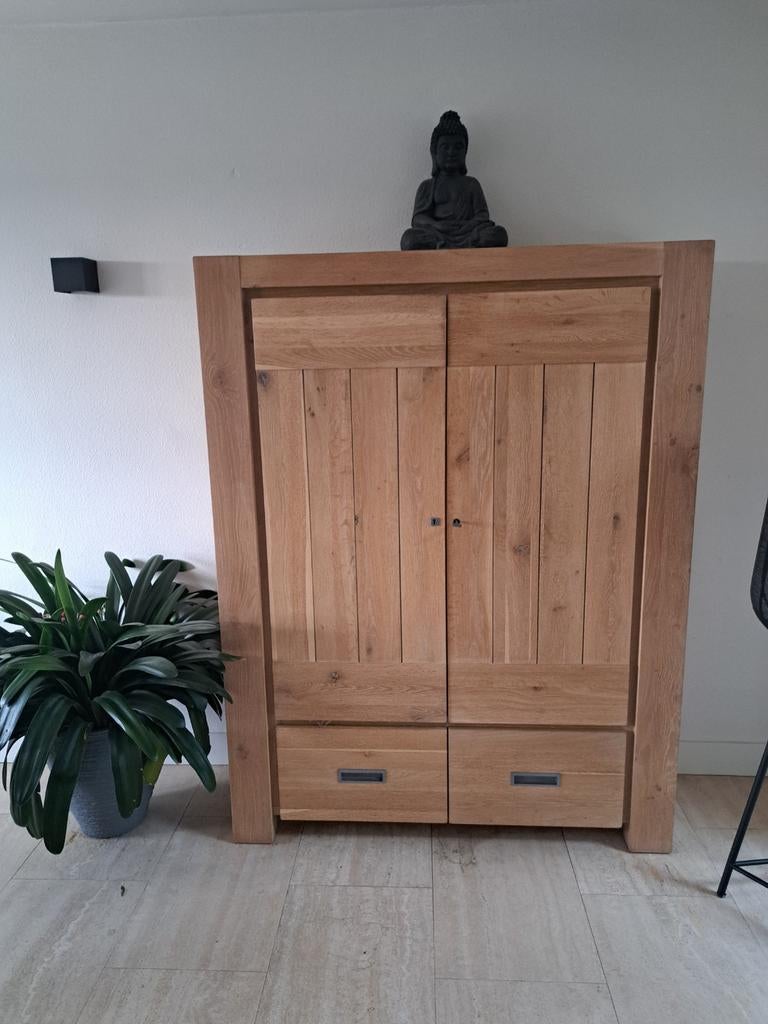 Licht massief eiken meubelset, Ophalen of Verzenden, 120 tot 170 cm