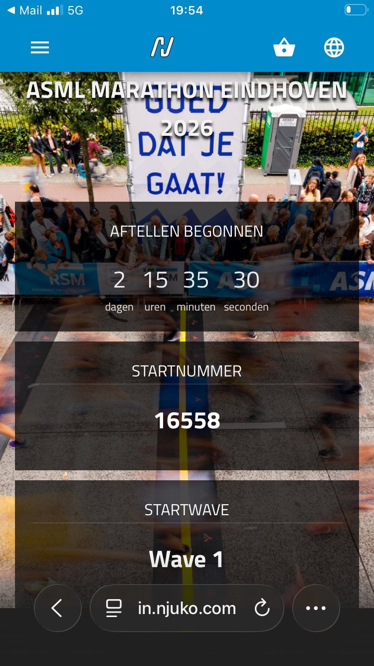 Startbewijs halve Marathon Eindhoven