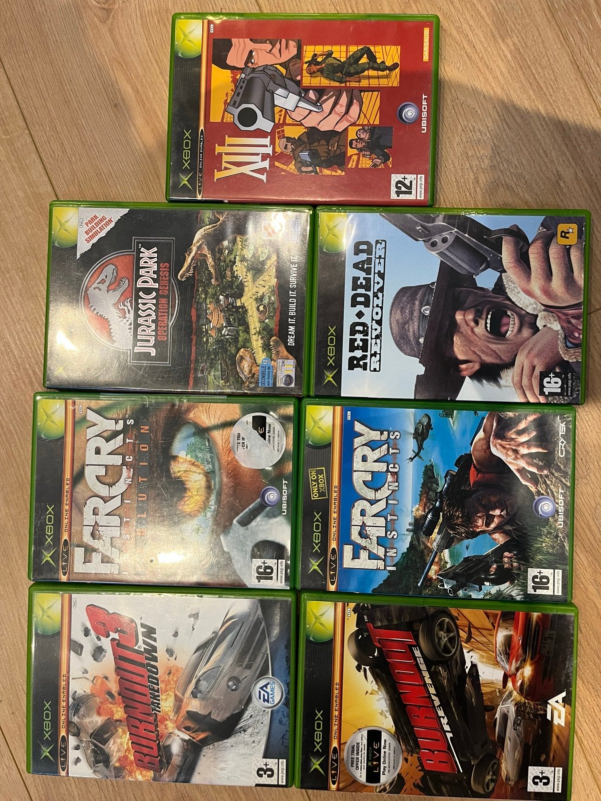 7 Xbox games: Far Cry, Burnout, Red Dead Revolver, XIII, Avontuur en Actie, Online, Gebruikt, 1 speler