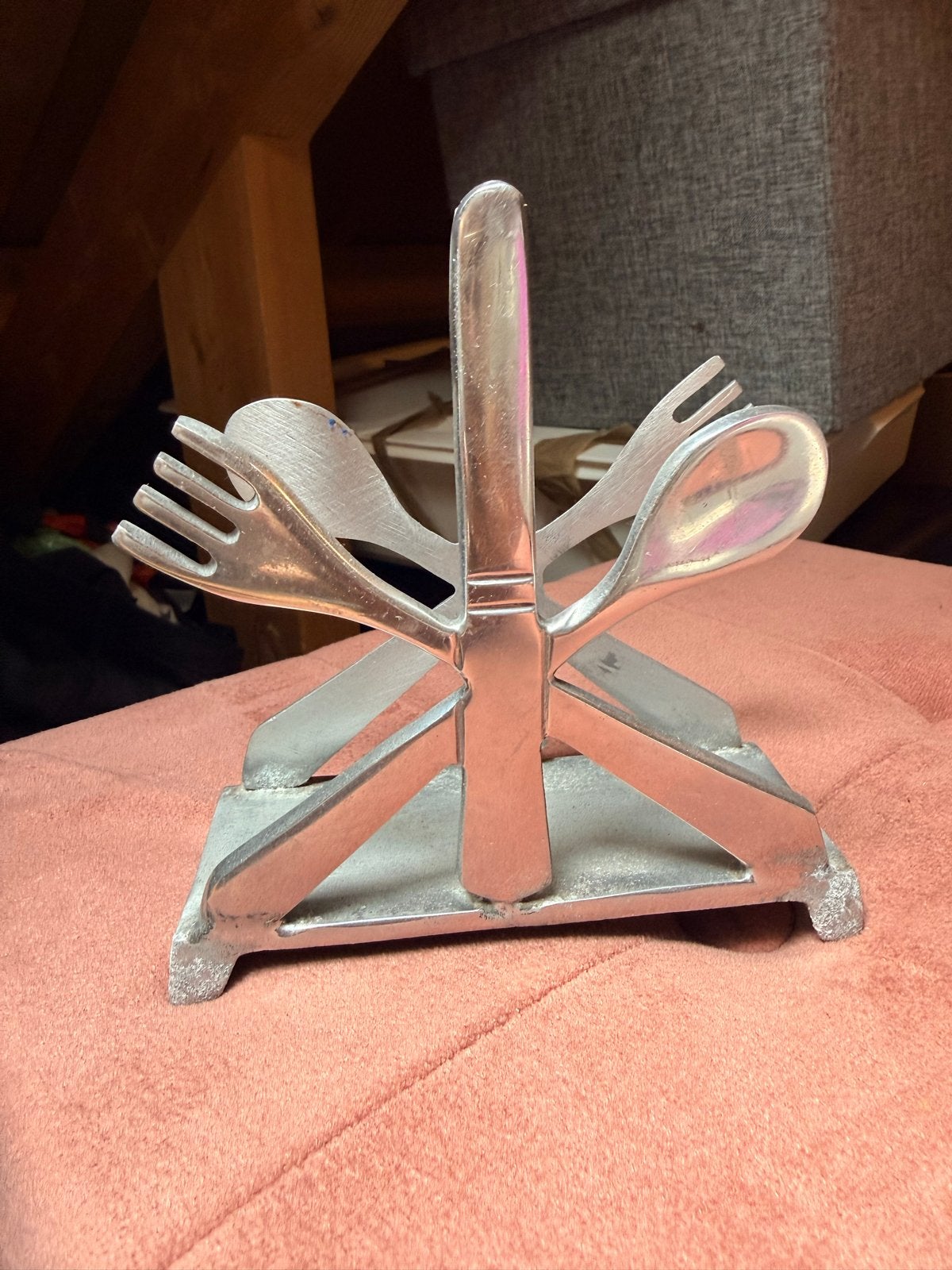 Vintage Bestekhouder Aluminium - Uniek Design, Ophalen