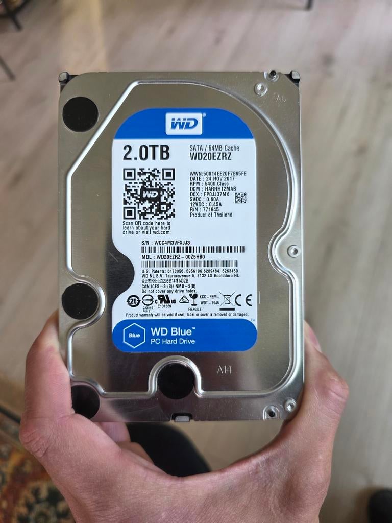 WD Blue 2TB interne HDD - 3.5 inch SATA harde schijf, Computers en Software, Harde schijven, Ophalen of Verzenden