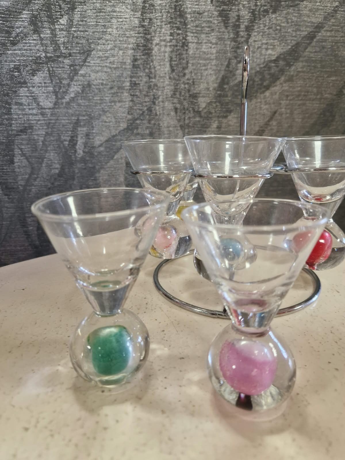 Borrelglaasjes met houder - Harlequin Frankrijk, Onbekend, Harlequin Frankrijk, Ophalen of Verzenden, Onbekend
