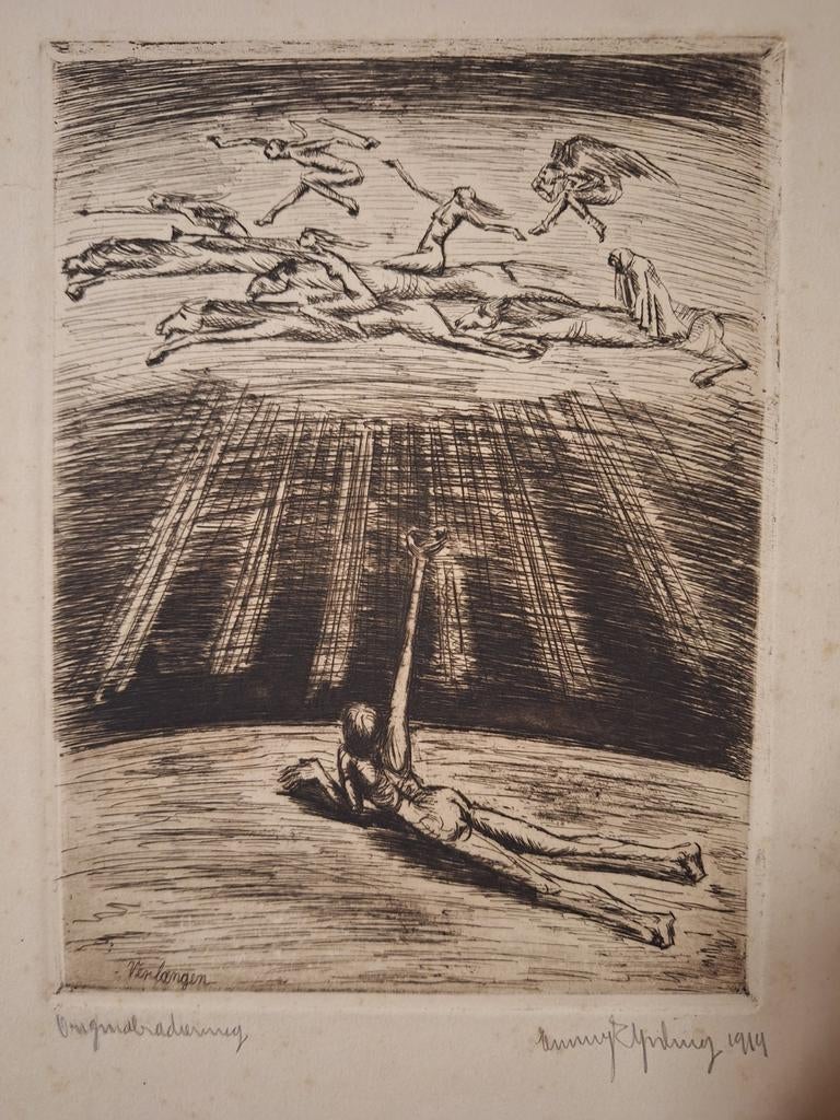 Ets van H Rijnburg, 1919, Ophalen of Verzenden, Ets, Origineel, 1900 - 1949