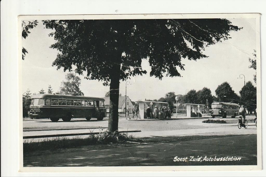 SOEST ZUID AUTOBUSSTATION NS STATION CAP WC TENSEN BUSSEN, Ophalen of Verzenden, 1940 tot 1960, Gelopen, Utrecht