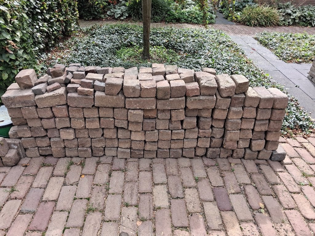 Oud gebakken klinkers (gratis), Ophalen of Verzenden, Gebruikt, Minder dan 5 m², Klinkers
