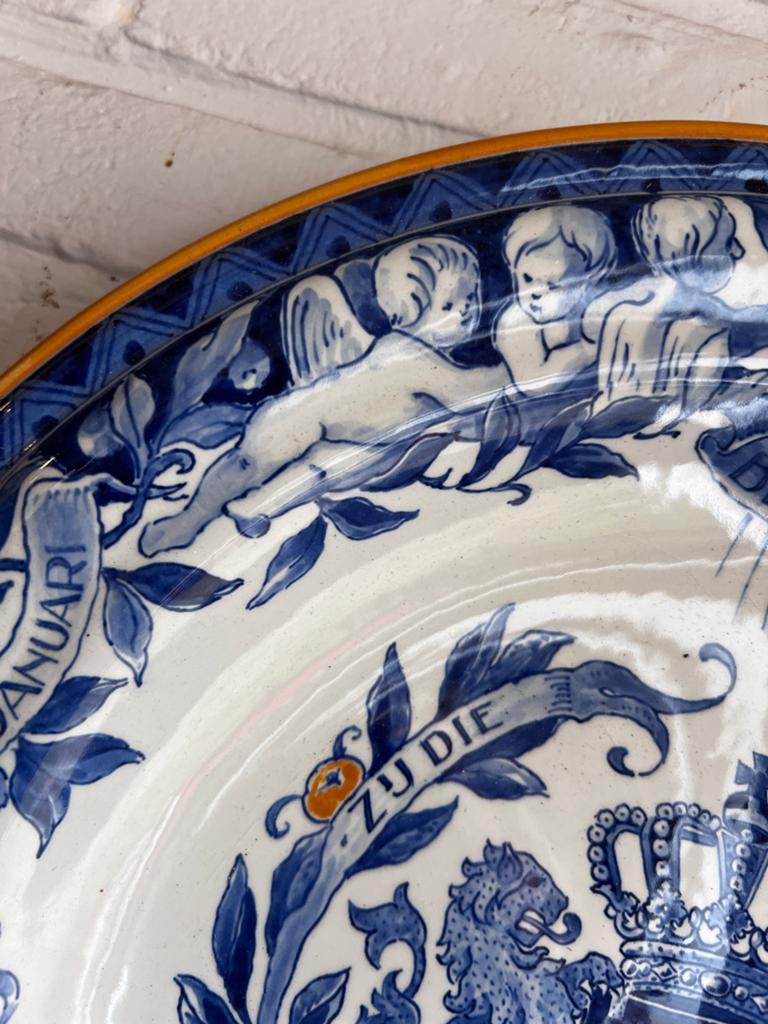 Delfts Blauw Porseleyn Fles Herdenkingsbord Beatrix, Antiek en Kunst, Ophalen of Verzenden