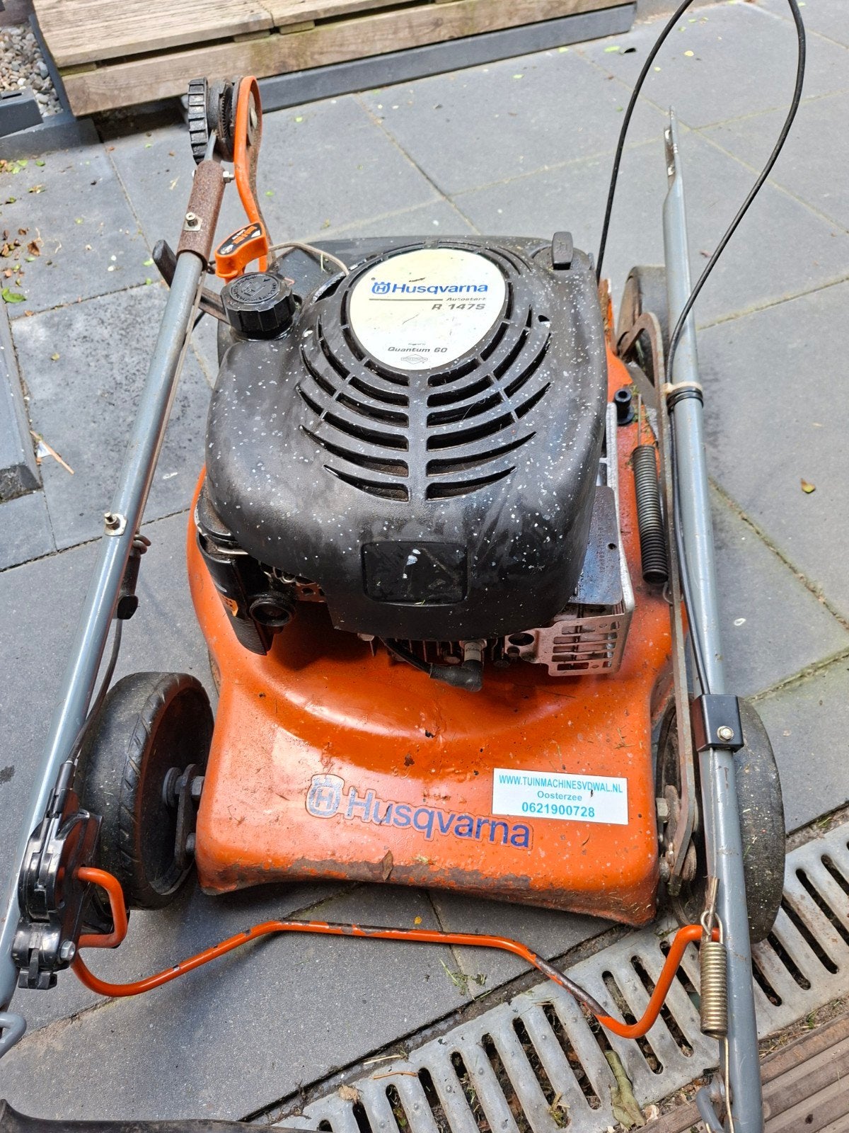 Grasmaaier benzine, defect, motor loopt goed., Ophalen, Gebruikt