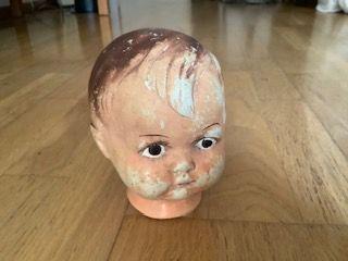 antiek poppenhoofdje van papier-maché, Antiek en Kunst, Ophalen