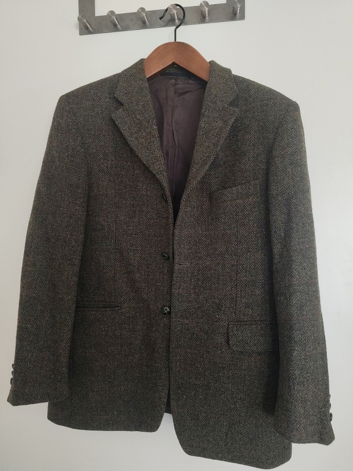 Vintage Harris Tweed Herringbone Jasje Maat 54, Ophalen, Maat 52/54 (L), Harris Tweed, Bruin