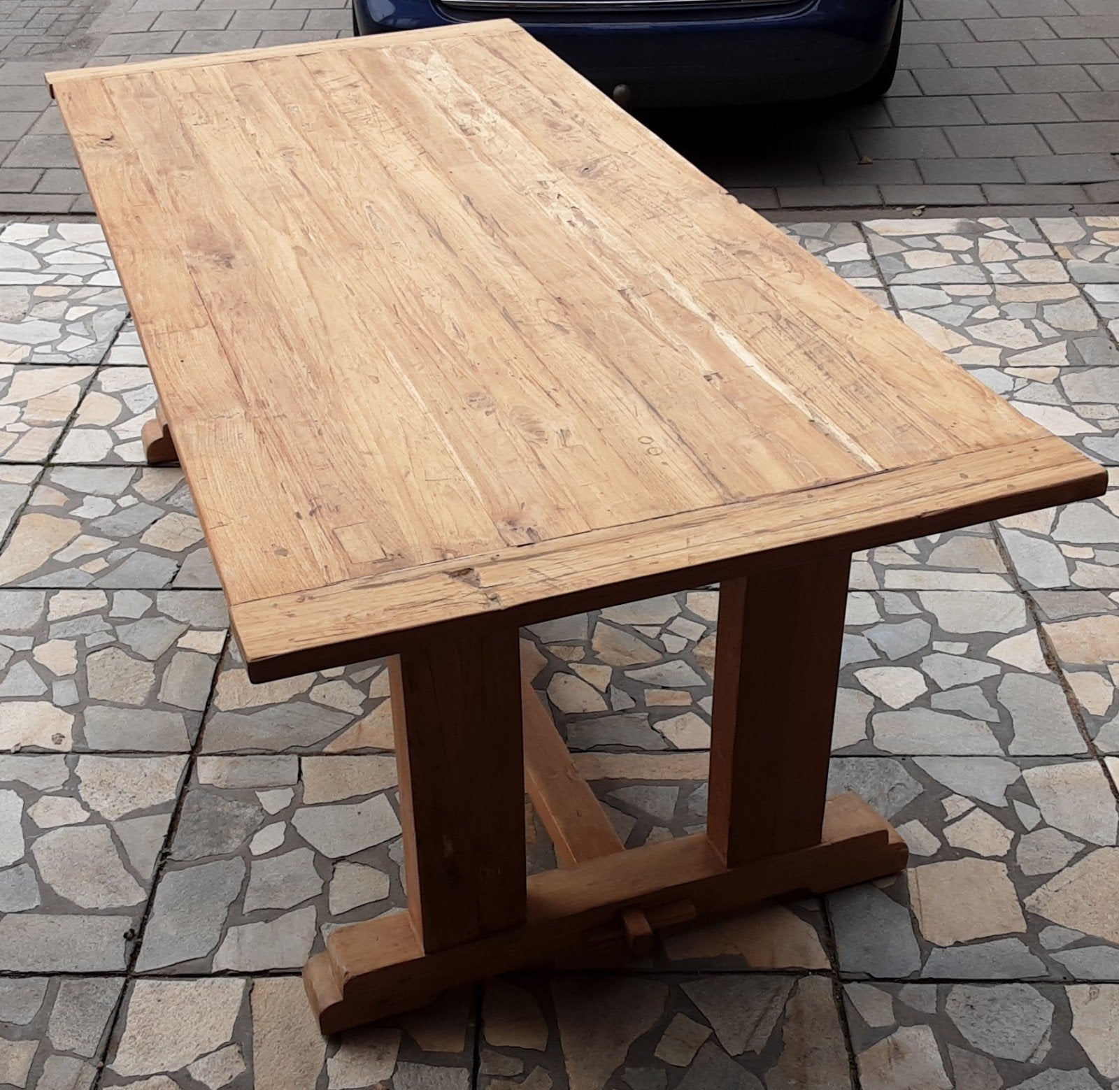 teakhouten kloostertafel 220, Ophalen, Teakhout, 200 cm of meer, 50 tot 100 cm
