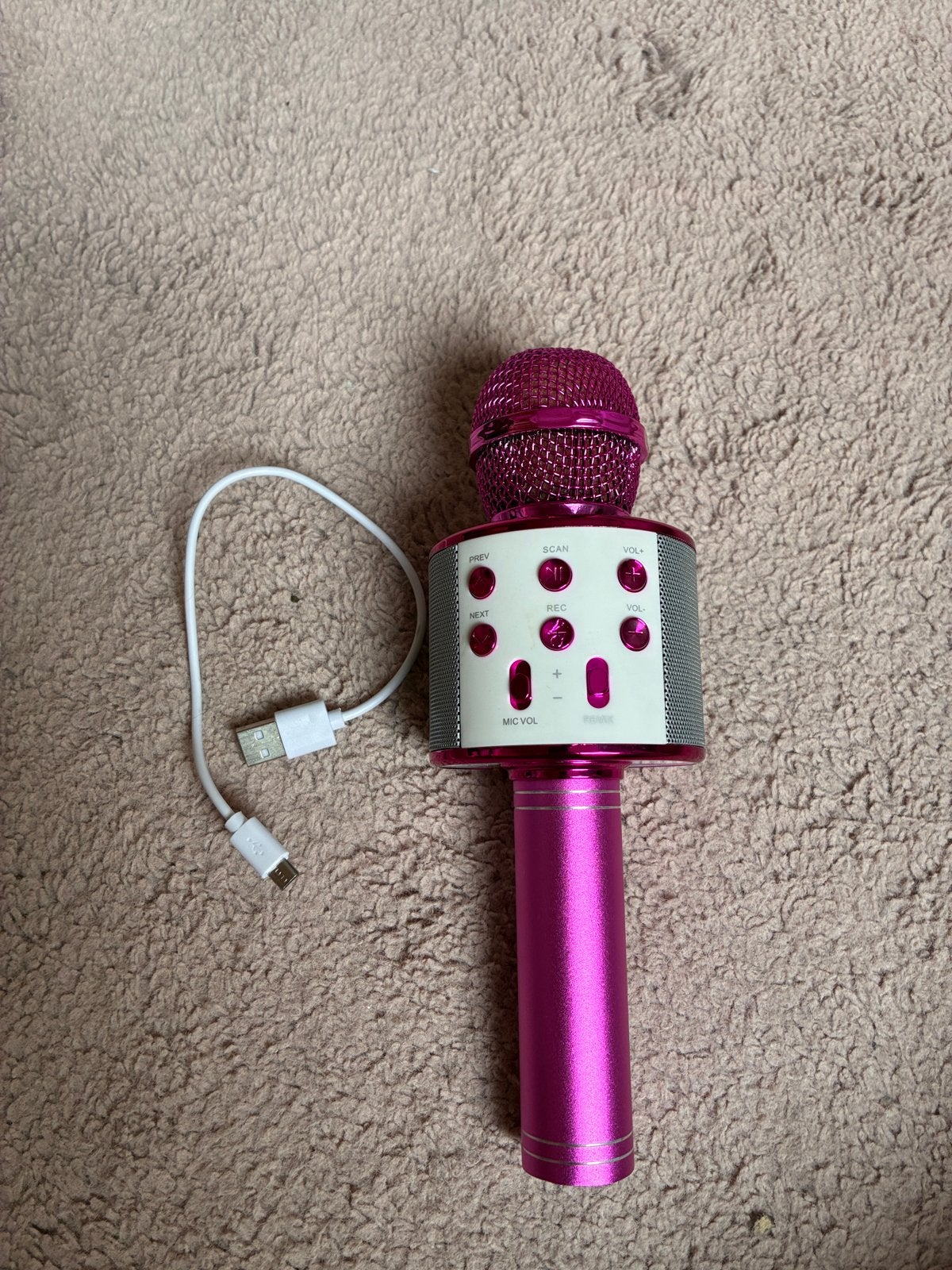 Roze Karaoke Microfoon met Bluetooth en MP3-speler, Audio, Tv en Foto, Karaoke-apparatuur, Ophalen, Gebruikt, Microfoon(s)