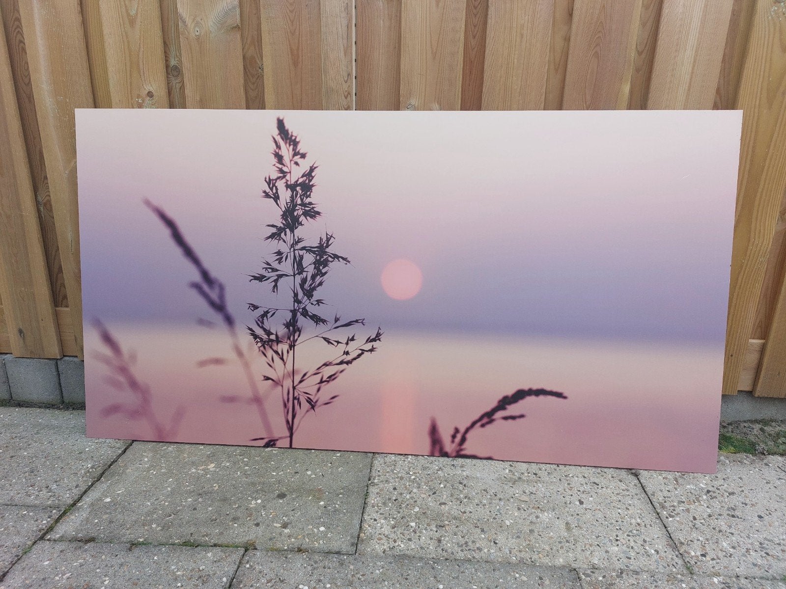 Dibond plaat zonsondergang 150 x 80 cm (binnen en buiten), Ophalen, Zo goed als nieuw