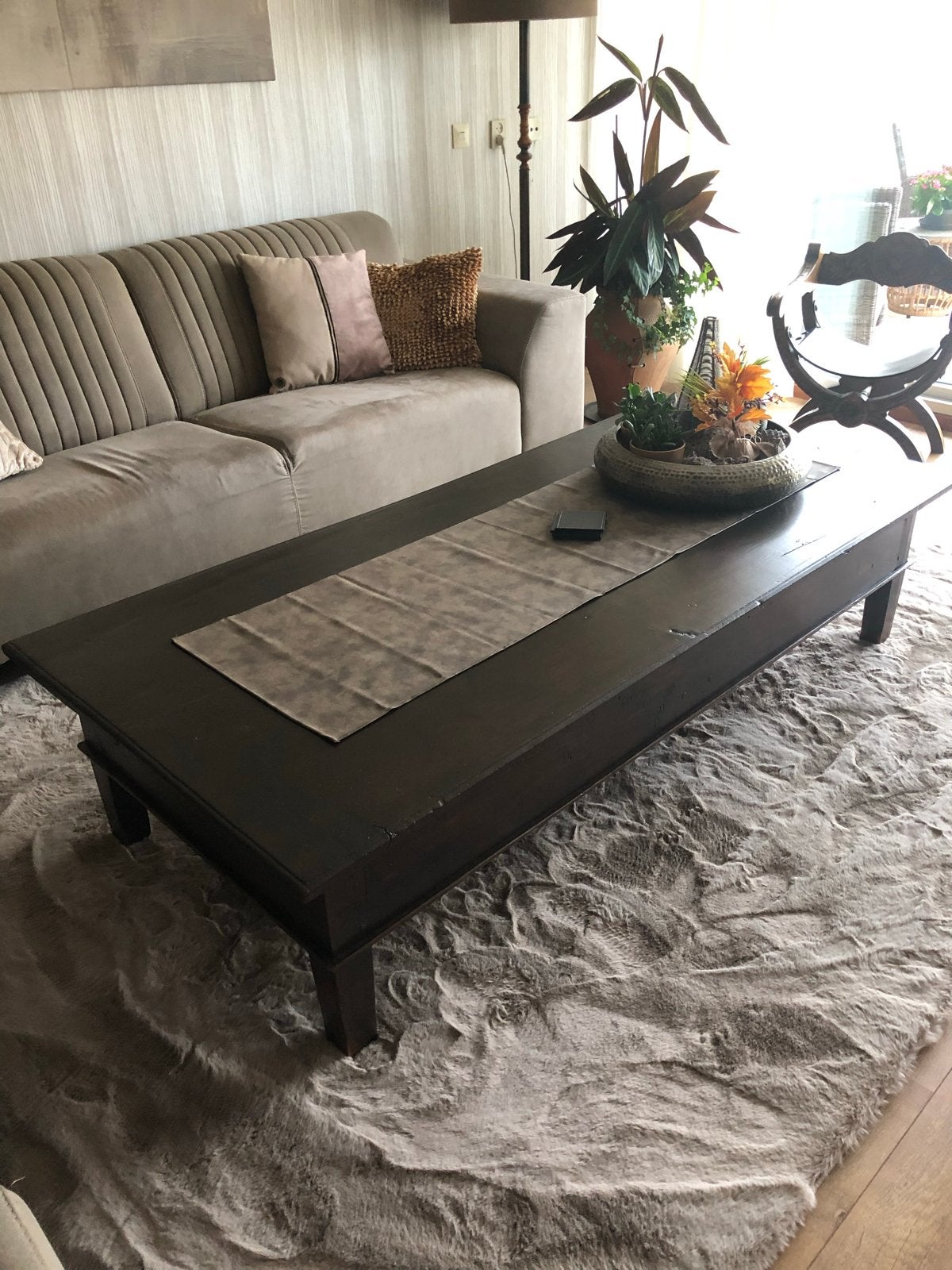 Antieke Massief Houten Salontafel - 185x85 cm, Antiek en Kunst, Ophalen