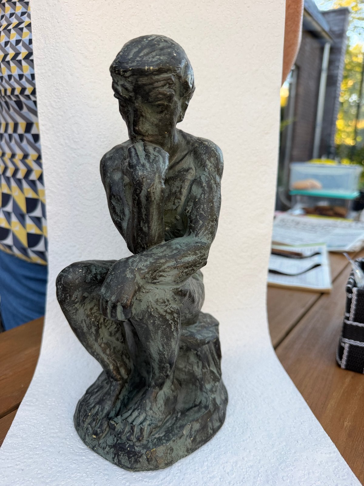 Rodin De Denker - Steen - Ca. 50 jaar oud, Ophalen of Verzenden, 20 - 50 cm, Steen of Keramiek, Beeld