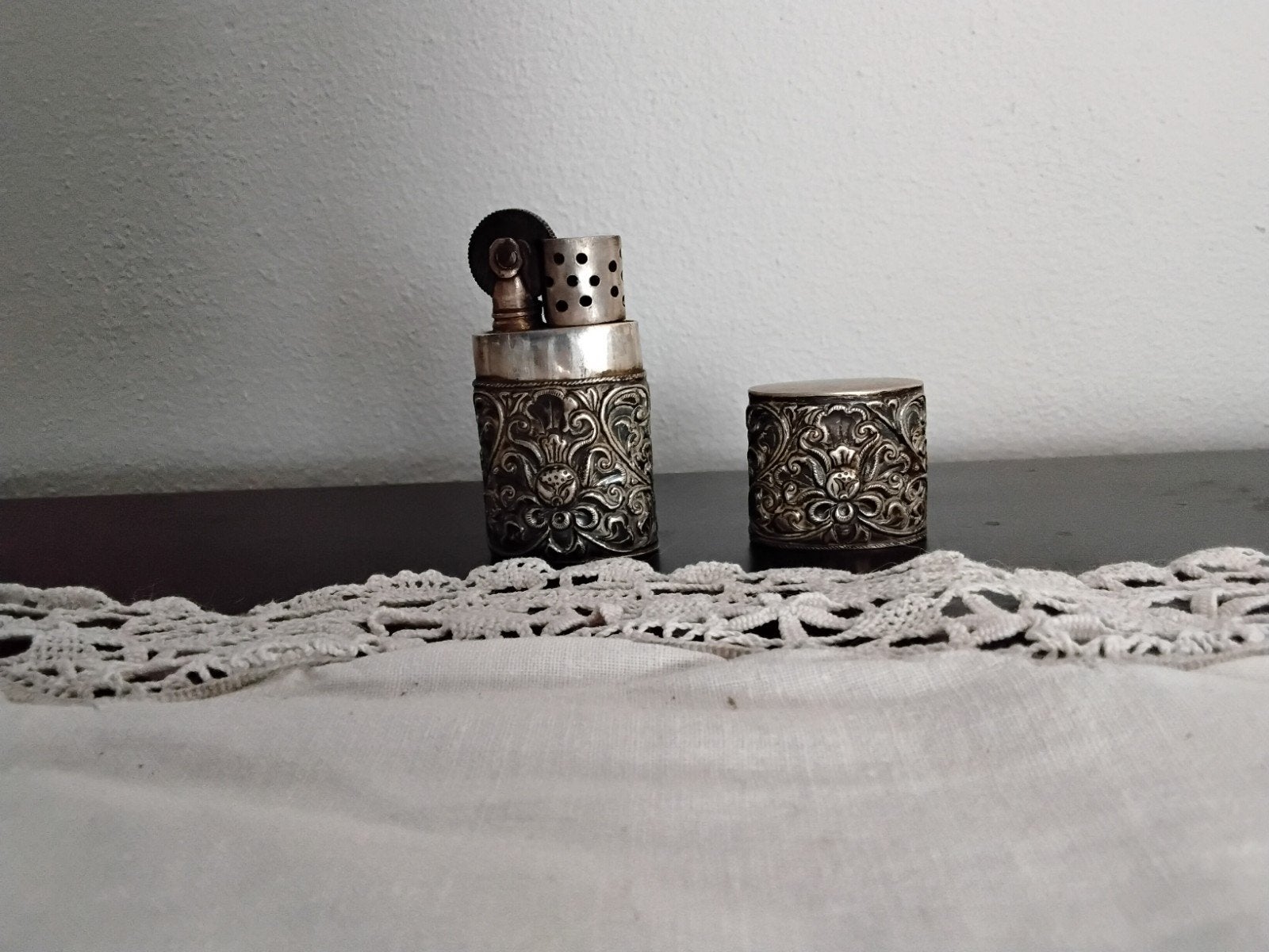 Djokja zilver aansteker met gedetailleerd floraal motief, Verzenden, Zilver