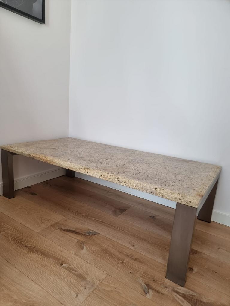 Massief marmeren salon tafel in zeer nette staat!, Ophalen, Marmer, 100 tot 150 cm, 50 tot 100 cm