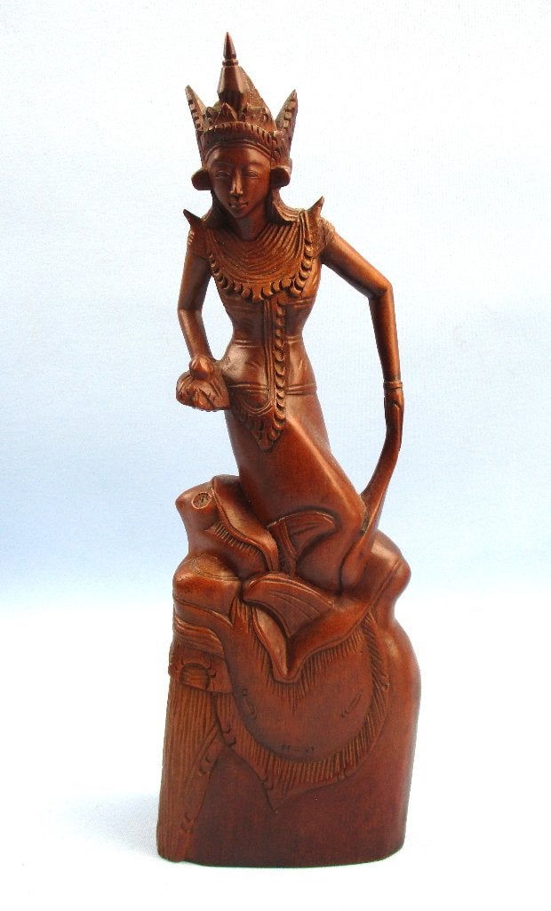 Art Deco  Bali Indonesisch houtsnijwerk Balinese danseres., Houtsnijwerk, Art deco, Ophalen of Verzenden, 20 - 50 cm