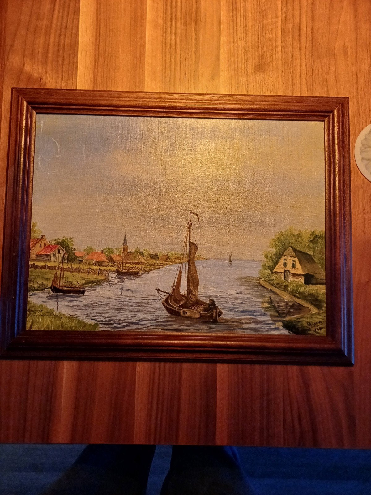 Schilderij zeilboot op Friese wateren, gesigneerd 1949, Ophalen of Verzenden