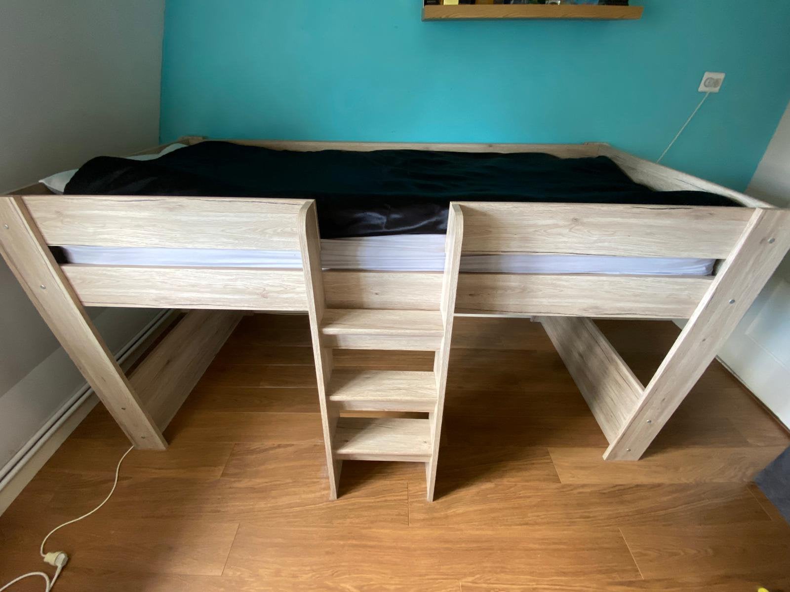Tiener (half)hoogslaper bed, Ophalen, 90 cm, Eenpersoons, Minder dan 160 cm