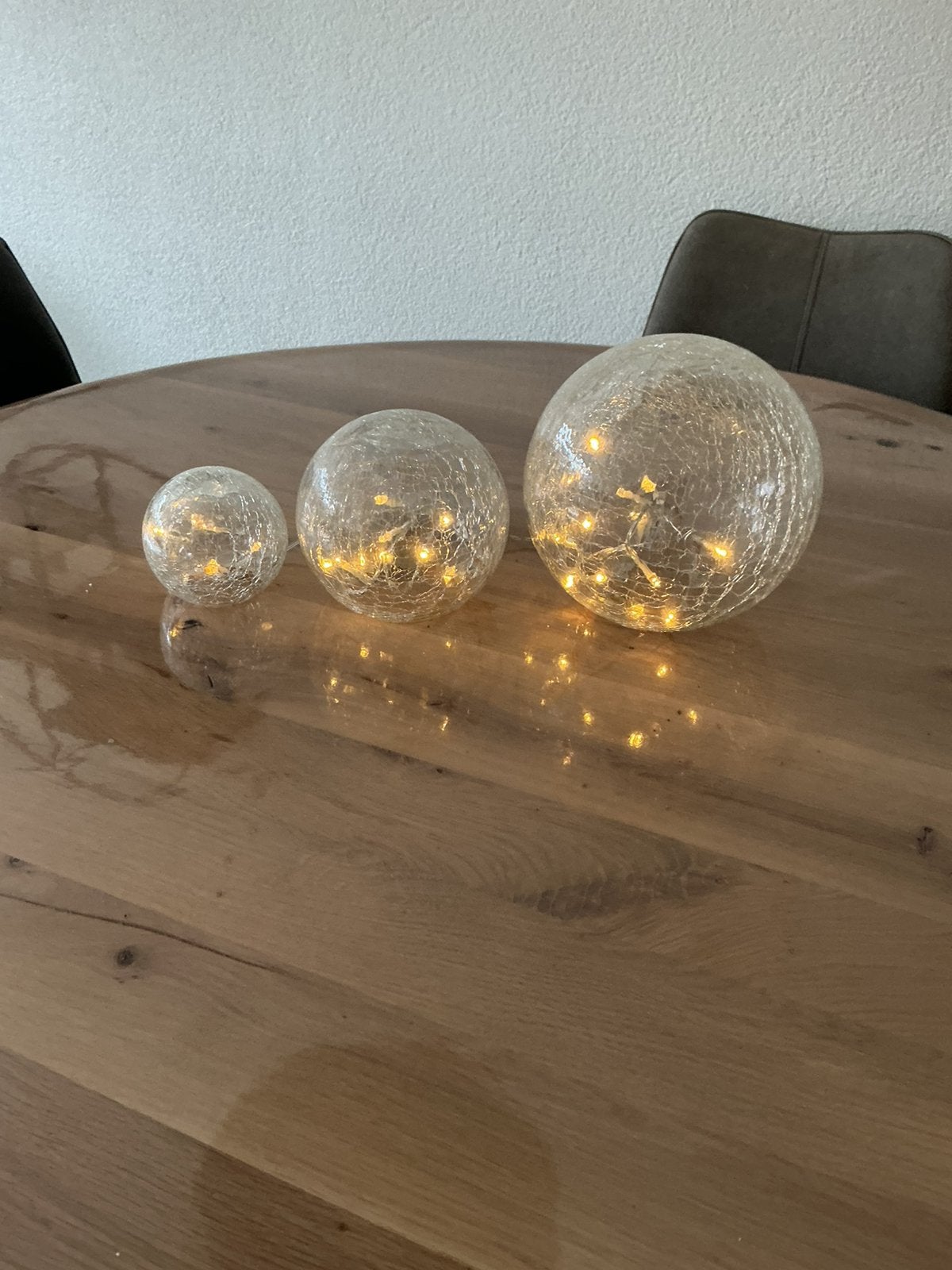 Mooie glazen bollen met led verlichting op batterij., Ophalen