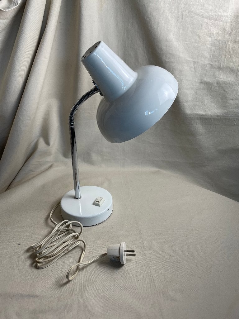 Vintage wit metalen bureaulamp Hema jaren 70, Bureaulamp, Gebruikt, Overige merken, Vintage