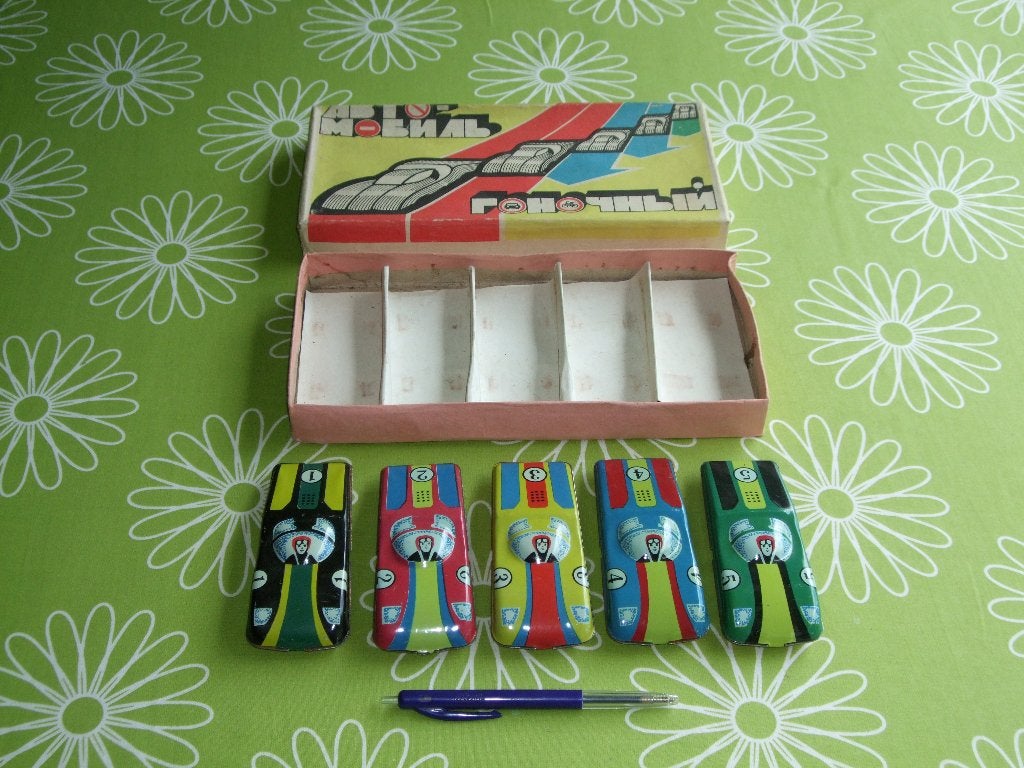 5 Vintage raceauto's van blik, Ophalen of Verzenden, Overige typen