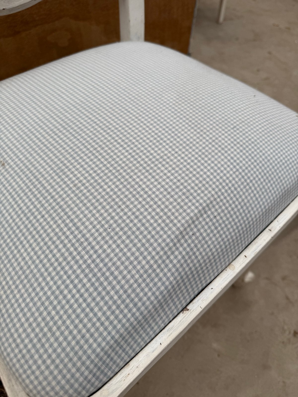 Set van 4 brocante stoeltjes met geruite bekleding, Ophalen
