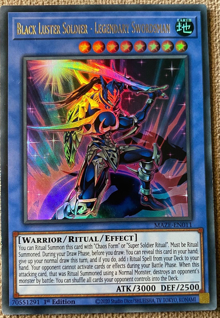 Yu-Gi-Oh! Black Luster Soldier - Legendary Swordsman MAZE !, Ophalen of Verzenden, Zo goed als nieuw, Losse kaart, Foil