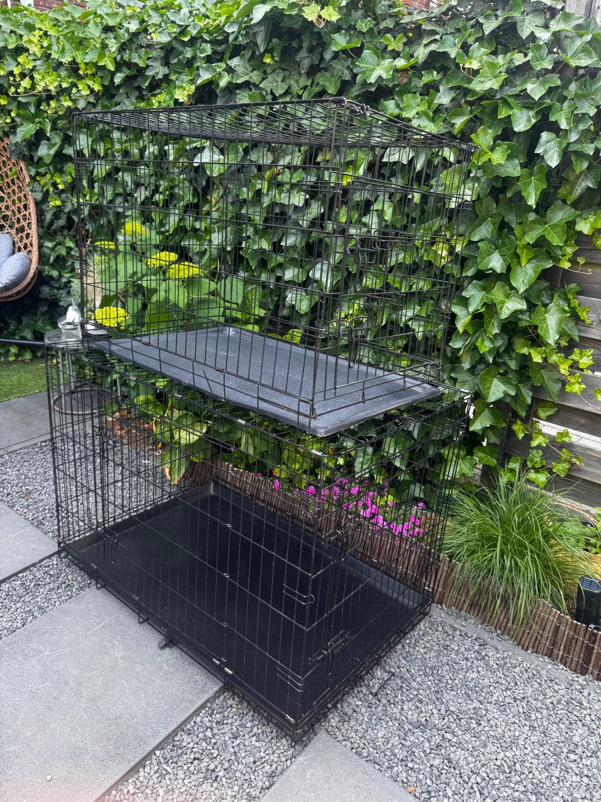Honden bench zwart groot formaat, Dieren en Toebehoren, Ophalen, Zo goed als nieuw