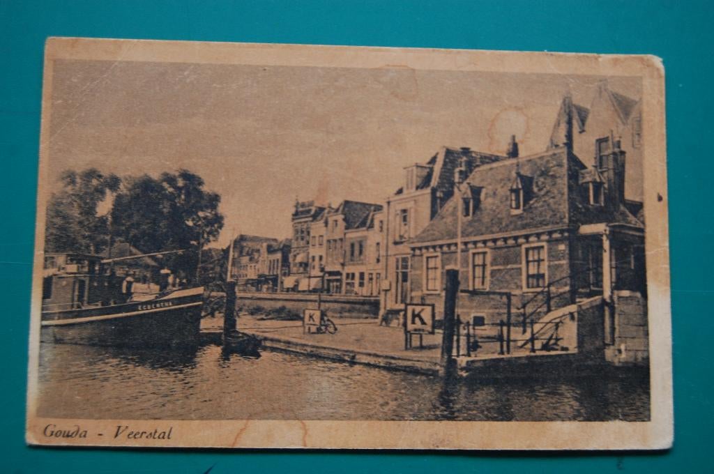 Een ANSICHTKAART van de VEENSTAL in GOUDA, Ophalen of Verzenden, 1940 tot 1960, Zuid-Holland