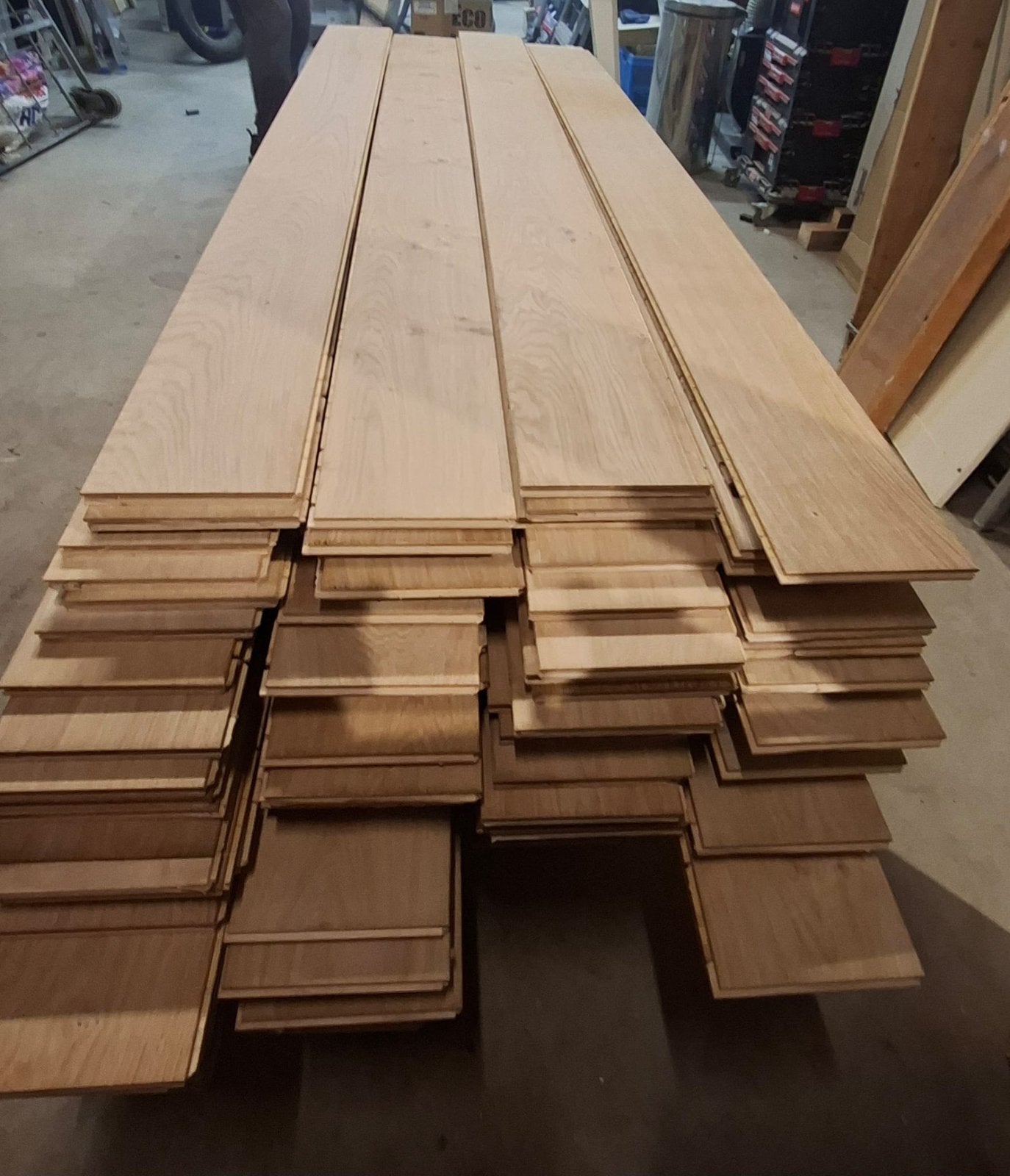 Eiken Multiplank Vloer 45 m² Opnieuw geschaafd en geschuurd, Ophalen, Vloerdelen of -planken, Zo goed als nieuw, 10 m² of meer