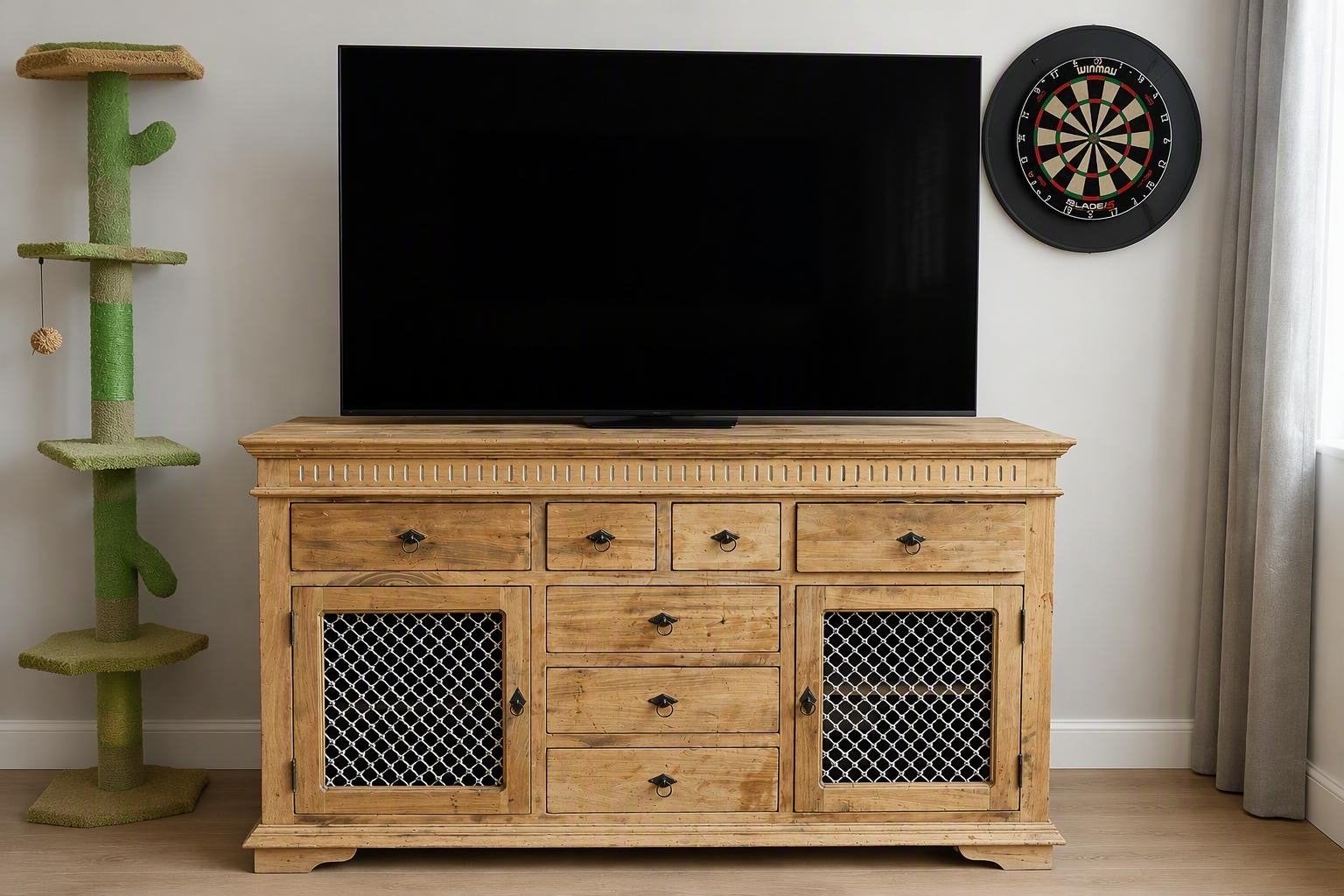 Massief houten dressoir met lades en deuren, Ophalen, Gebruikt, 100 tot 150 cm, 150 tot 200 cm