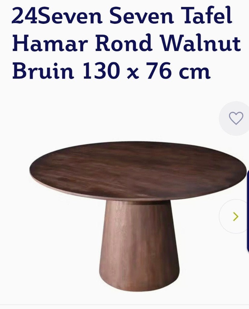 24Seven Seven Hamar Ronde Walnoot Bruine Tafel 130x76cm, Huis en Inrichting, Ophalen, Rond, Nieuw, Modern, Tijdloos