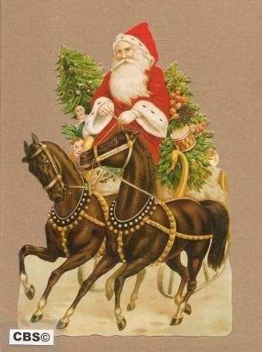 Arreslee met kerstman poezieplaatjes 5125, Ophalen of Verzenden