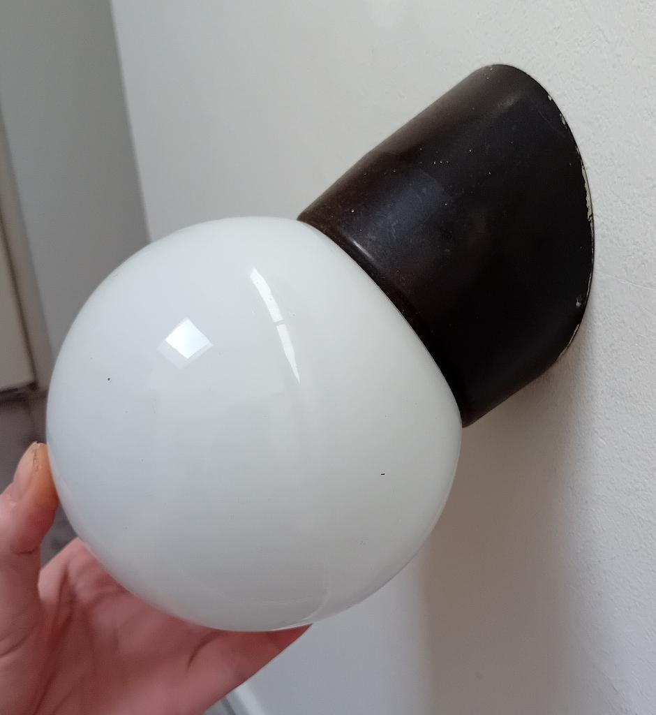 Vintage wandlamp bakeliet bol Niko, Ophalen of Verzenden, Glas
